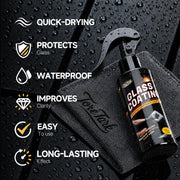 Toretark Car Ceramic Glass Coating Spray,Automotive Windshield Rain Repellent Glass Polish Protect, Long-Lasting Quick Dry Coat (3.38 fl oz +Towel)