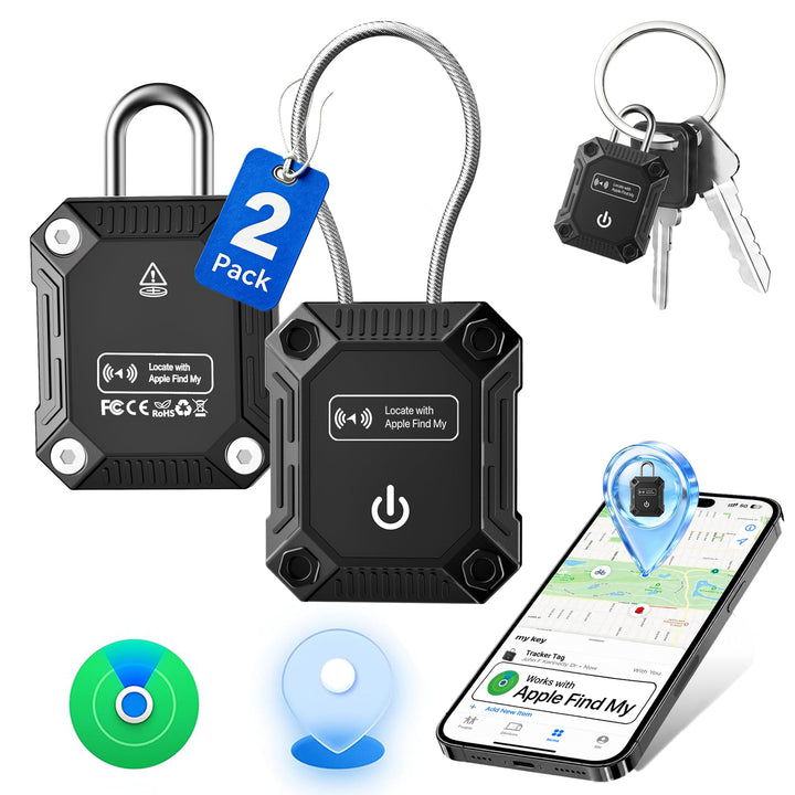 Tracker Tags 2 Pack(iOS Only), Bluetooth Trackers for Apple Find My, 7-Year Battery Life, IP68 Waterproof, Item Finders Smart Tag for Keys, Luggage, Backpack-[Apple MFi Certified]