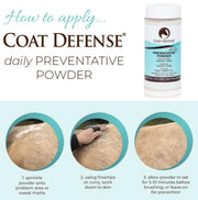 COAT DEFENSE Daily Preventative Powder & Rain Rot Treatment for Horses | Safe & Effective Equine Sweet Itch, Skin Funk, Scratches | Dry Horse Shampoo, 16 oz. | All Natural Ingredients
