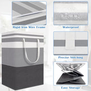 BlissTotes 3-Pack Laundry Basket, Collapsible Laundry Hamper, Grey, 75L | Laundry Clothes Hamper, Hampers for Bedroom, Freestanding Hamper with Handles, Clothes Laundry Basket