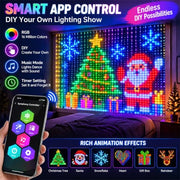 Christmas LED Smart Wall Curtain Net Lights, RGB Animated Outdoor Lights | 400 RGB Leds with App & Remote Control, Animated Effects, Timer, Music Sync and Customizable Christmas Light Displays