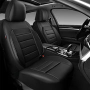 CAR PASS Faux Leather Car Seat Covers Front Seats Only, 3D Foam Support Car Seat Covers, Universal fit for Trucks Vans SUVs Sedans Automotive Comfortable, Airbag Compatible 2 Pieces Front Solid Black