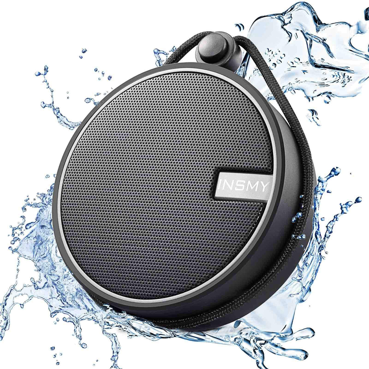 INSMY C12 IP67 Waterproof Shower Bluetooth Speakers Portable Small Speaker | Speakers Bluetooth Wireless,Loud Clear Sound,Support TF Card,Suction Cup,for Outdoor Kayak Canoe Beach Gift (Black)