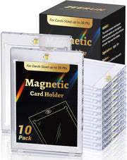 Zeerun 10 Pack Magnetic Card Holders, 35pt UV Protection TCG Trading Cards | 2.5 x 3.5 inch; Archival Safe Non-PVC Acid-Free Material; Ultra Clear Scratch Resistant; Peel-Off Protective Film;