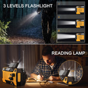 Hand Crank Emergency Radio 7400mWh (2000mAh) Solar Hand Crank Radio | Built in 3 Charging Cables AM/FM/NOAA Weather Radio Battery Operated Hand Crank Charger for Emergency Supplies Survival Gear