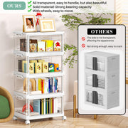 Kmiectse Clear Storage Bins with Lids - 4 Tier 23qt Plastic Stackable Bins | Closet Organizers Box for Bedroom, Living Room, 23 QT Folding Box with Magnetic door