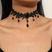 Fesciory Black Necklace for Women, Adjustable Daily Goth Jewelry Gift | Adjustable Fit, Close-Fit Black Necklace, Lace Velvet Beaded or Pendant Styles, Goth 90s Y2K Looks, Halloween & Party Wear