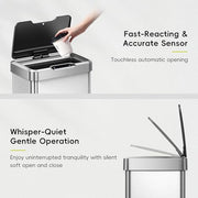 EKO Mirage-T 50 Liter / 13.2 Gallon Touchless Rectangular Motion Sensor Trash Can or Recycling Bin, Brushed Stainless Steel Finish