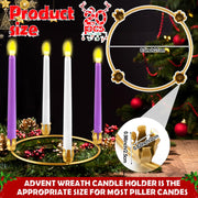 Thyle 20 Pcs Christmas Metal Advent Wreath Rings, Gold Candle Holder | Advent Candle Holder, Christmas Wreath Ring, Xmas Taper Candles Rings Table Candelabra Holder for Church Table Centerpieces