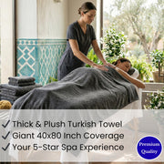 SALBAKOS Luxury 100% Turkish Cotton Bath Sheet 40x80 in (1-Piece, Gray) | Extra Large Jumbo Oversized Bathroom and Beach Towel, Super Soft Highly Absorbent Thick Premium Hotel Quality, Made in Turkey