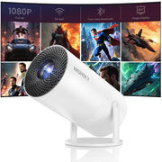 WISHOLY Mini Projector with WiFi and Bluetooth, Portable Movie Projector with 180° Rotatable, 1080P HD Supported, Auto Vertical Keystone, Compatible with Smartphone, TV Stick, Laptop, HDMI, USB
