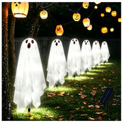 Solar Halloween Ghost Pathway Lights - 6Pack Waterproof Ghost Lights with 8 Modes for Outdoor Yard Porch Garden Lawn Halloween Pathway Decor, White
