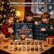 2026 3D Highland Cow Advent Calendar, 24 Days Christmas Countdown Calendar with Cute Farm Cattle Mini Figurines, Collectible Christmas Ornament Gift