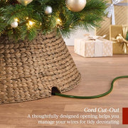 Best Choice Products 36in Christmas Tree Collar, Woven Hyacinth 3-Piece Holiday Rattan Tree Skirt Accessory for Home w/Cord Cut-Out - Chestnut