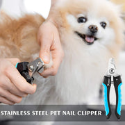 Candure Pet Nail Clippers Professional Trimmer, Blue, Large to Medium Pets | Suitable for puppies, cats, rabbits, and guinea pigs. Safety Guard to Prevent Over-Cutting Toenails and Includes a Nail File