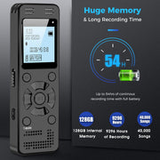 128GB Digital Voice Recorder for Lectures Meetings - EVIDA 9296 Hours Voice Activated Recording Device Audio Recorder with Playback,Password