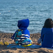 growell Hooded Kids Beach Towels - Toddler Bath Towel Girls Boys Swim Cover-ups for Ages 1 to 6 Kids Pool Towels Quick Dry Lightweight Soft Microfiber Poncho Towel 24x23 (Dinosaur Navy)