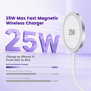 MagSafe 25W Wireless Charger for Apple Magnetic Fast Charging Pad | Compatible for iPhone Duo 18 17 17e 16 16e 15 14 13 12 Pro Max - AirPods-Slim Portable for Travel Bedside - 2 Pack, White