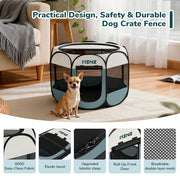 MZNZ Dog Playpen, Portable Cat Playpen Crate Indoor for Dogs Cats Rabbits, Foldable Small Animal Guinea Pigs Bunny Cage Enclosure for Outdoor, Pop Up Dogs Cats Tent Kennel with Carrying Case, Grey