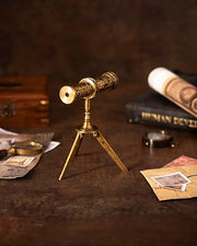 Antique Brass Kaleidoscope Gift for Men, Kids and Adults, Vintage Collectibles for Birthday, Christmas Any Occasion, Unique Gift Idea (with Tripod)