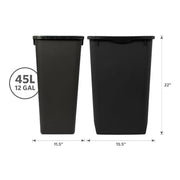 Glad Open Top Plastic Trash Cans | 12 Gallon, Black | 2 Pack