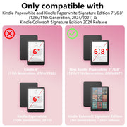 Case for Kindle Paperwhite 7"/6.8" (13th/12th Generation, 2026/2024), Pink | Lainergie Slim High Quality PU Leather Kindle Colorsoft Signature Edition 2024 Case With Stand, Hand Strap, Auto-Wake/Sleep