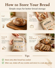 Aongan Beeswax Bread Bag for Sourdough & Artisan Bread Storage, Reusable | Natural Materials,17 × 13 in Large, Fits Homemade Bread, Breathable Storage, Sustainable Living,Reusable