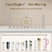 LAMU Stackable Water Bottle Organizer Holder Tumbler Cup Storage Rack | 3 Tier Clear PET Holder for Stanley 16-40oz Large Water Bottle Tumbler Cup Storage for Kitchen Cabinet Pantry Countertop