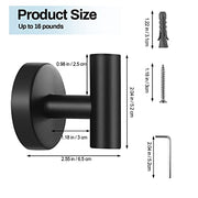 Kruodop Towel Hooks for Bathroom,2 Packs Wall Mount Towel Holder,Black Matte Wall Robe Hook,Stainless Steel Heavy Duty Door Hanger Towel Hook for Kitchen, Bedroom,Hotel,Pool,Coats(Drilling)