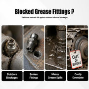 Heavy Duty Grease Fitting Cleaner Tool,8700 PSI, Compatible with M6/M8/M10 | All-Metal Non-Slip Design for Tractors, Trucks, Excavators & Farm Machinery; Helps Clear Hardened Grease & Frozen Bearings