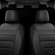 CAR PASS Faux Leather Car Seat Covers Front Seats Only, 3D Foam Support Car Seat Covers, Universal fit for Trucks Vans SUVs Sedans Automotive Comfortable, Airbag Compatible 2 Pieces Front Solid Black