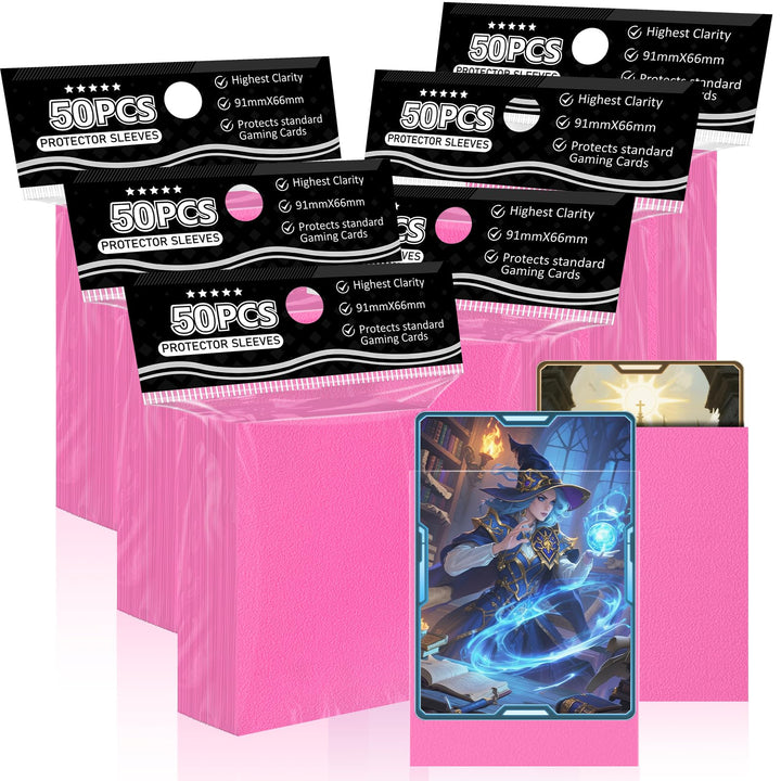 Pink Card Sleeves Fit for MTG, 300 Pieces Standard Card Sleeves for Trading Card Sports Cards Baseball Cards TCG (66x91mm), Affordable Sturdy and Nice Shuffling