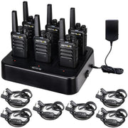 Retevis RT68 Business FRS Walkie Talkies Long Range with Earpieces 6 Pack | Rugged & Compact, License-Free, Powerful 500mW Speaker, 12-Hour Battery, Long-Term Supply, for Schools, Retail & Hospitality