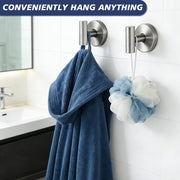 disbam Waterproof No-Drilling Suction Cup Shower Hooks, Brushed Nickel | Strong Vacuum Hold | No Wall Damage | Durable 304 Stainless Steel | Perfect for Bathroom Towel, Robe & Shower Mirror
