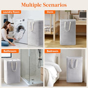 Lifewit 75L Large Collapsible Laundry Basket with Extended Handles, Grey | Foldable Laundry Hamper, Tall Dirty Clothes Basket, Waterproof, Freestanding Design for Bedroom, Bathroom, College Dorm