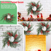 Serlvan 6 Pcs Christmas Candle Rings Wreath Artificial Candle Rings with Red Berry, Snowy Pine Garland Candle Ring Holder for Christmas Decorations Table Centerpiece