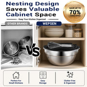 WEPSEN Mixing Bowls Set, 25PCS Stainless Steel Mixing Bowl with Lid Set, Large Nesting Bowls 7, 4.5, 3,2, 1.5QT, Measuring Cups and Spoons Baking Utensils Metal Bowl for Kitchen Prep