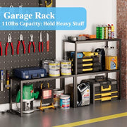 Expandable Metal Storage Shelves, 110LBS Heavy Duty Shelving Units and Storage for Pots Pans Small Appliances, Adjustable Metal Storage Shelf Organizer Rack for Kitchen Cabinets Closet Pantry Garage