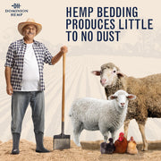 Dominion Hemp Premium Hemp Bedding for Chicken Coops 285L - 30lbs, 1-Pack | Ultra-absorbent USA hemp bedding for chicken coops and small pets, low dust, reduces odor, and keeps habitats clean and dry.