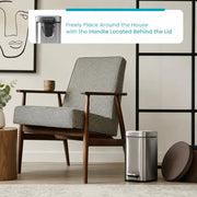 Home Zone Living 1.3 Gallon Stainless Steel Small Trash Can with a Lid | Stainless Steel with Soft-Close Lid for Offices, Bathrooms, Bedrooms and Dorms, Slim Rectangular Shape, Silver