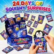 2026 Christmas Kawaii Squishy Advent Calendar for Kids | 24 daily surprise squishies in blind bags with Reusable PVC Bags, Stocking Stuffers Party Favors for Girls Boys