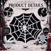 Junkin 48" Gothic Halloween Tree Skirt Black Christmas Tree Skirt | Halloween Spider Web Tree Skirt, Christmas Black and White Spooky Mat, Farmhouse Decoration, Home Seasonal Winter Room Decor