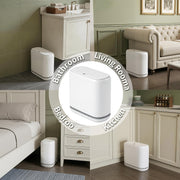 Purexa Small Bathroom Trash Can with Lid, 2.3 Gallon Slim Trash Can, Narrow Garbage Can with Hidden Liner & Auto-Smooth Bag Fit, Press-to-Open Lid, White, for Bathroom, Bedroom, Office, Kitchen