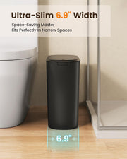 TIPGO 5 Gallon Automatic Bathroom Trash Can with Lid, Black, Touchless | Motion Sensor, Slim Smart Garbage Bin, Plastic Wastebasket, Battery Operated, Manual Button, for Bedroom, Office, RV
