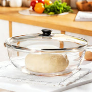 6 QT Large Glass Mixing Bowl with Lid for Sourdough Bread Making & Proofing | Thick Glass Salad Bowl Extra Large Glass Bowl for Baking Food Prep Dishwasher Microwave Freezer Safe Clear Dough Rising