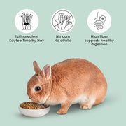 Kaytee Rabbit Food, Timothy Complete Rabbit Food Pellets, 9.5 Pounds | Bunny food for digestion support. Pelleted rabbit feed with timothy hay. High fiber, rabbit pellets, natural chewing