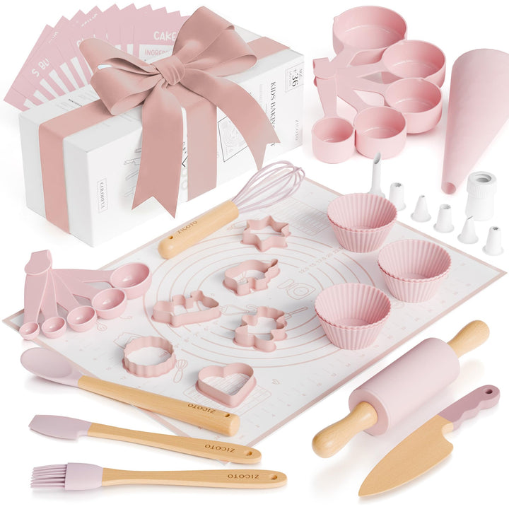 Wooden Baking Set for Kids - Complete Set of Real Kitchen Utensils | Gives Toddlers a Fun Cooking Experience - Durable, Safe to Use Tools Perfect for Gifting and Lasting Family Memories