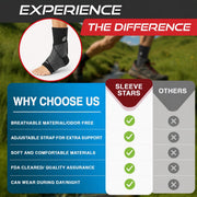 Sleeve Stars Ankle Brace Men & Women Support (Single/M:10"-12"/Black) | Plantar Fasciitis, Adjustable Strap, Sprained Wrap, Customizable Foot Support, Achilles Tendonitis Relief, Compression Sleeve