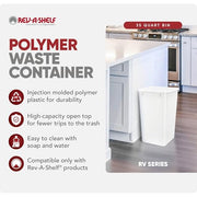 Rev-A-Shelf Double Pullout Garbage Trash Cans for Kitchen Cabinets, 35 Qt | Replacement Large Capacity Waste/ Recycling Bin Only for Kitchen Cabinet Pullouts, White, RV-35-52