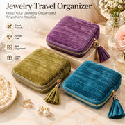 3-Pack 2027 New Model Jewelry Zipper Pouch, Travel Jewelry Organizer | 3-Piece Set Soft Velvet Jewelry Case, 6 Individual Pockets, Anti Tangling & Scratching,Travel & Gift Use